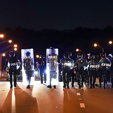 Police Officers in riot gear. 