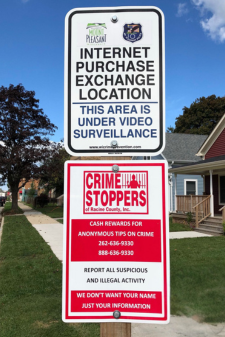 A sign along a road. 